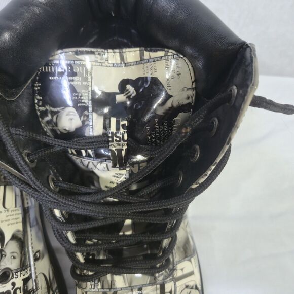 Shoe Republic LA Boots Vogue Magazine Size 8.5 Graphic Black White - Picture 13 of 16